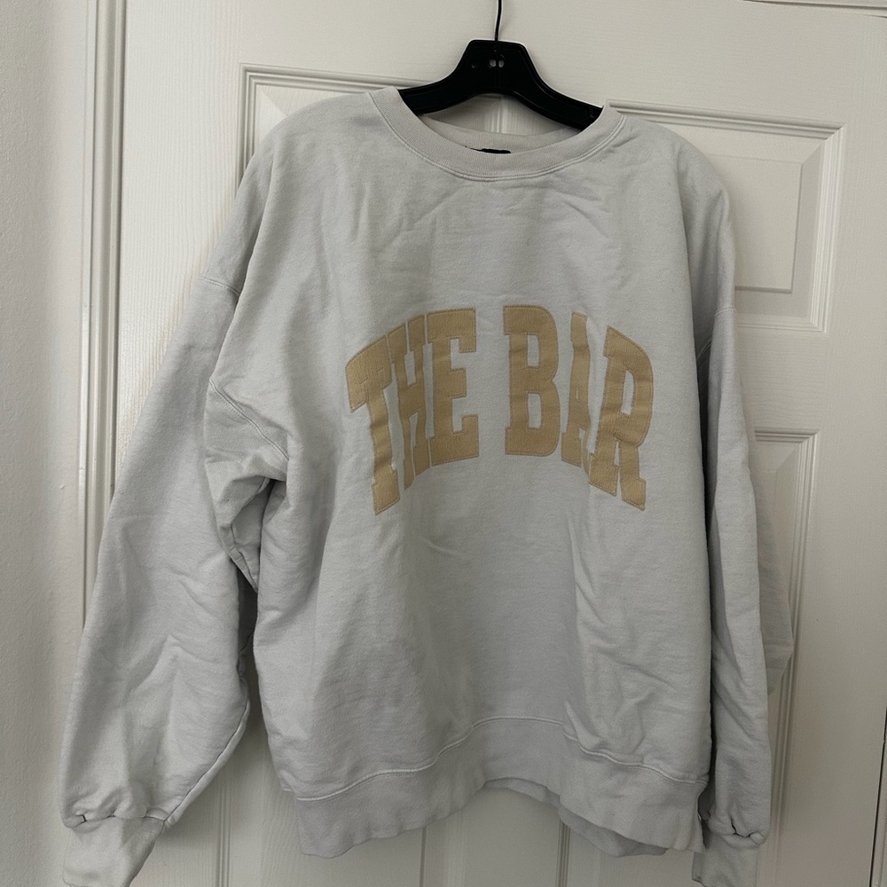 The Bar White with Tan letters Crewneck Sweatshirt